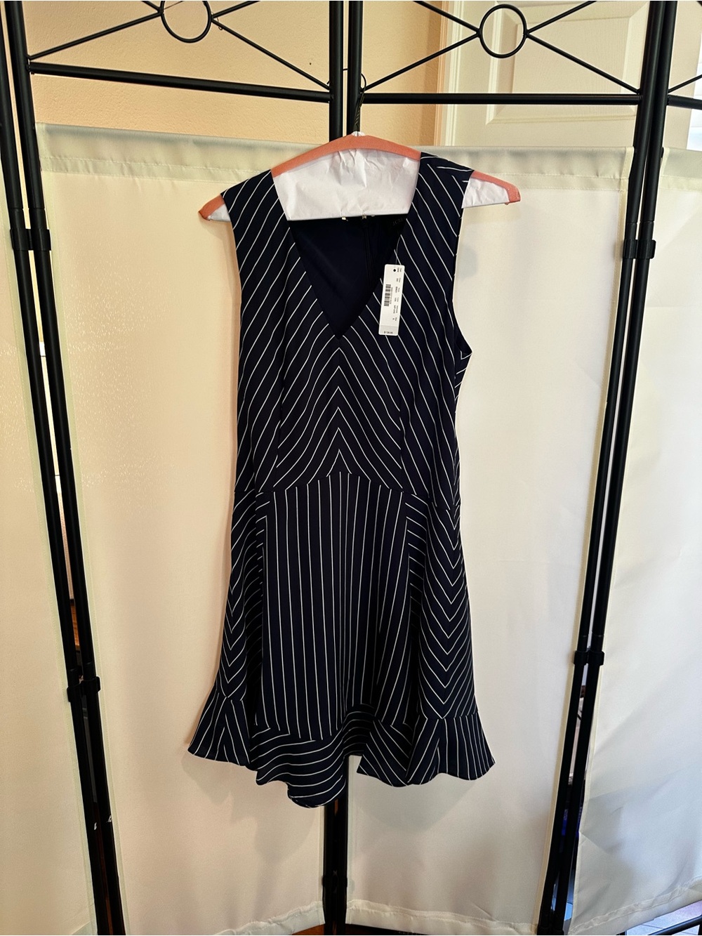 Jcrew Classic Navy Striped V‑Neck Dress
